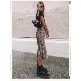 Band of Gypsies Leopard Print Slip Skirt