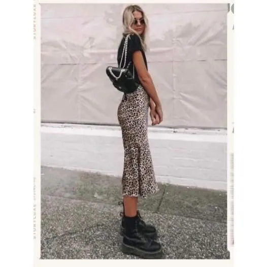 Band of Gypsies Leopard Print Slip Skirt