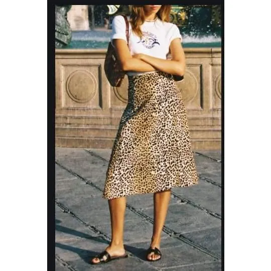 Band of Gypsies Leopard Print Slip Skirt