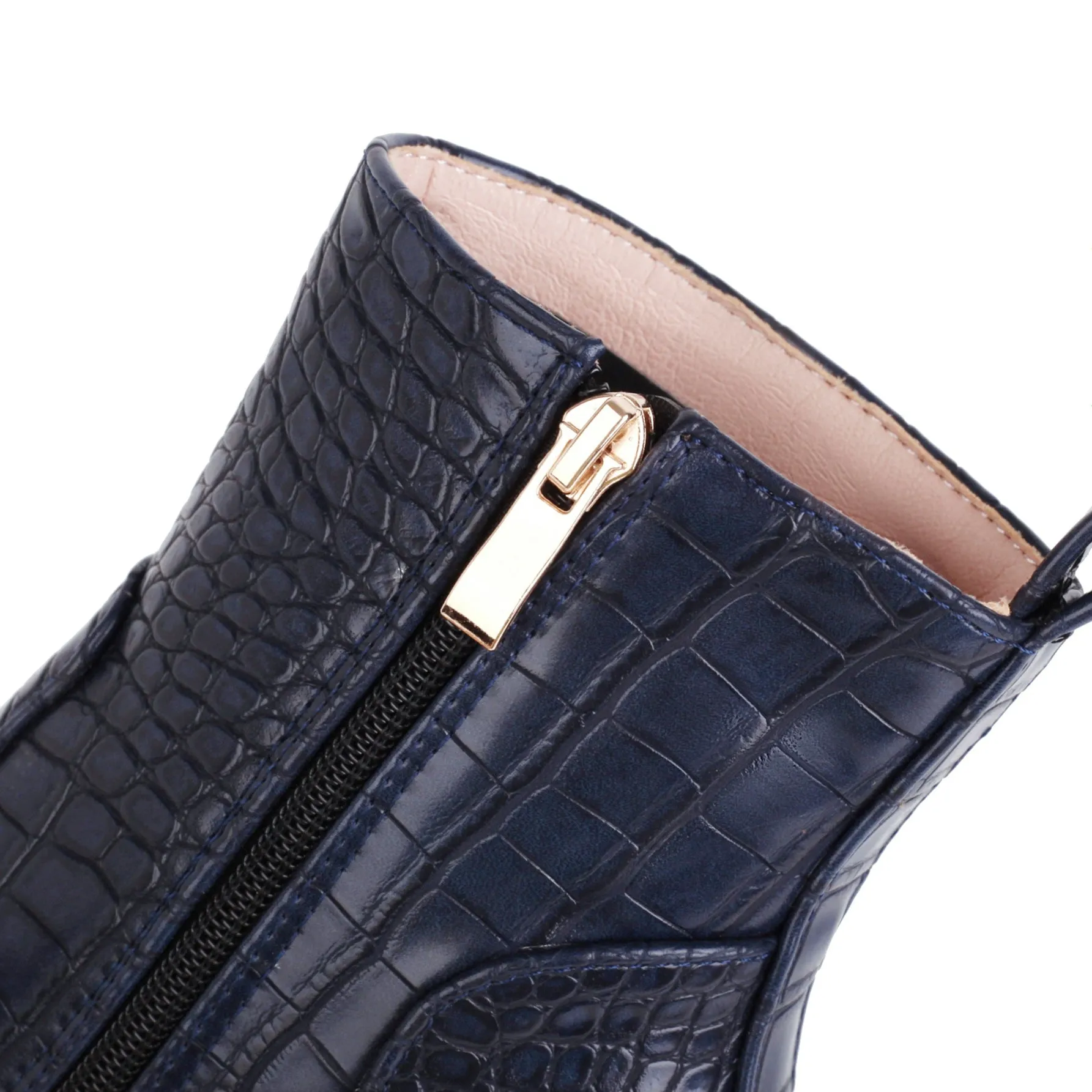 Bigsizeheels Fashion chunky heel platform boots - Blue
