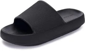BRONAX Unisex House Slides for Women and Men Size 9 Indoor Pillow Slippers Sandals Sandles for Female Comfy Cushioning Thick Sole 40-41 Black