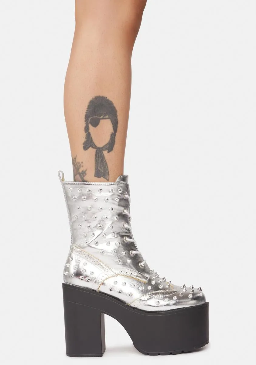 Chrome Dangerous Road Spiked Platform Boots