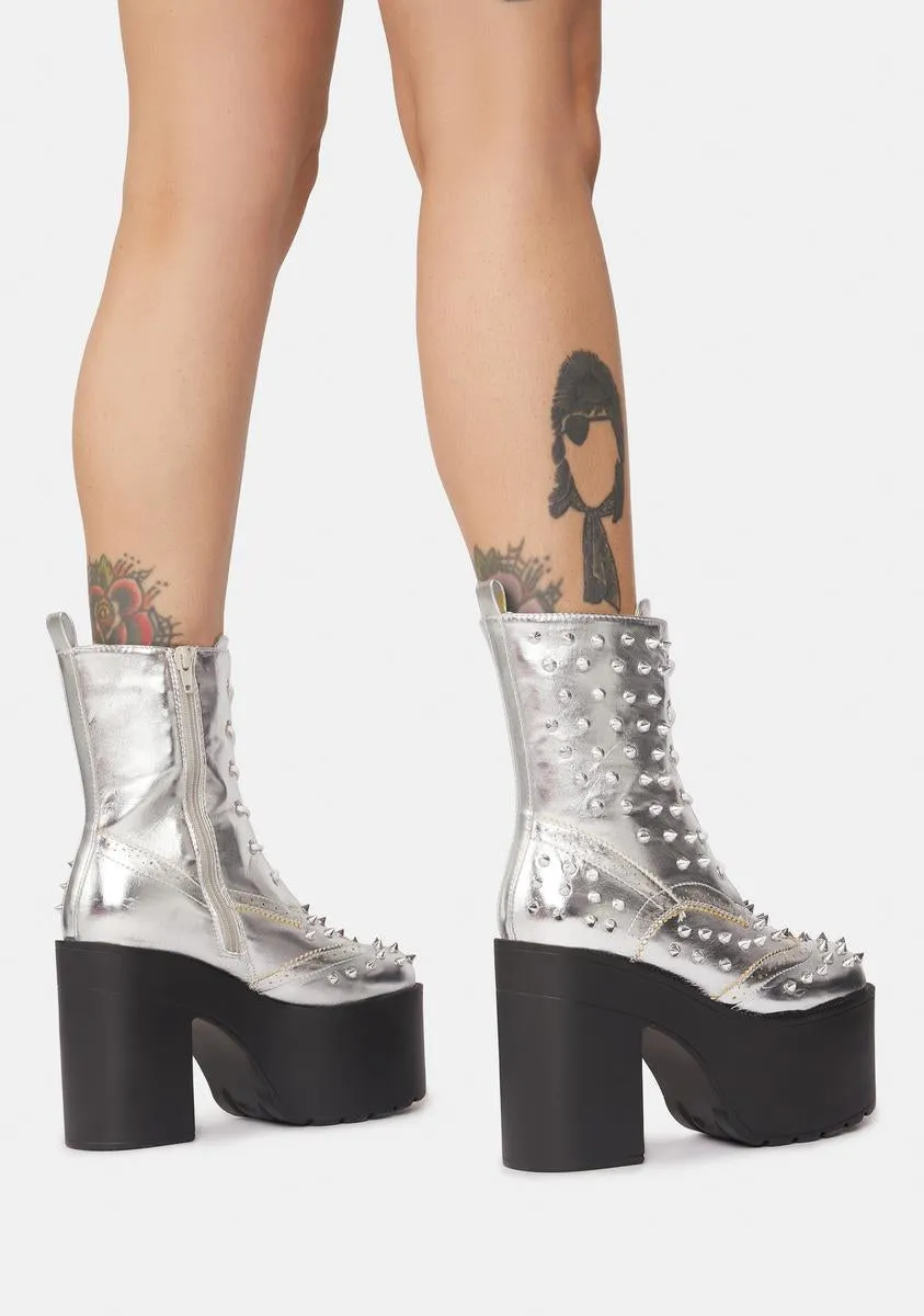 Chrome Dangerous Road Spiked Platform Boots