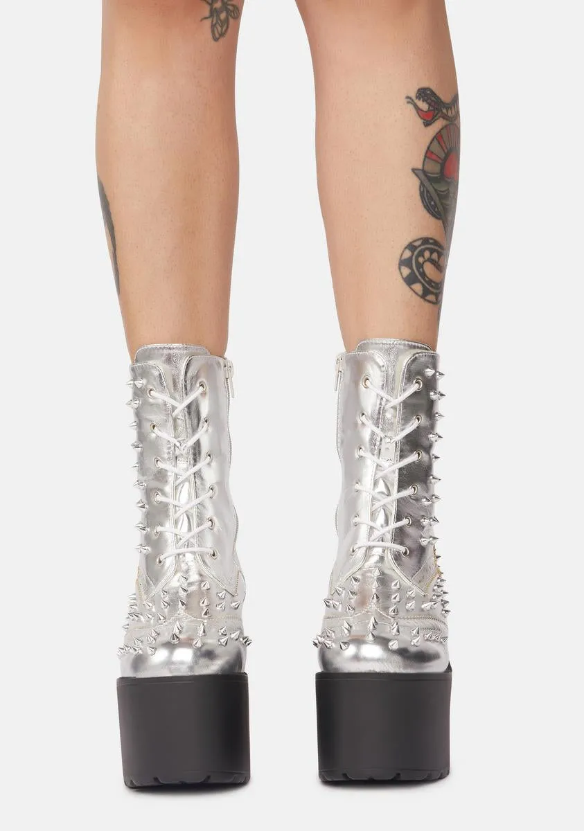 Chrome Dangerous Road Spiked Platform Boots