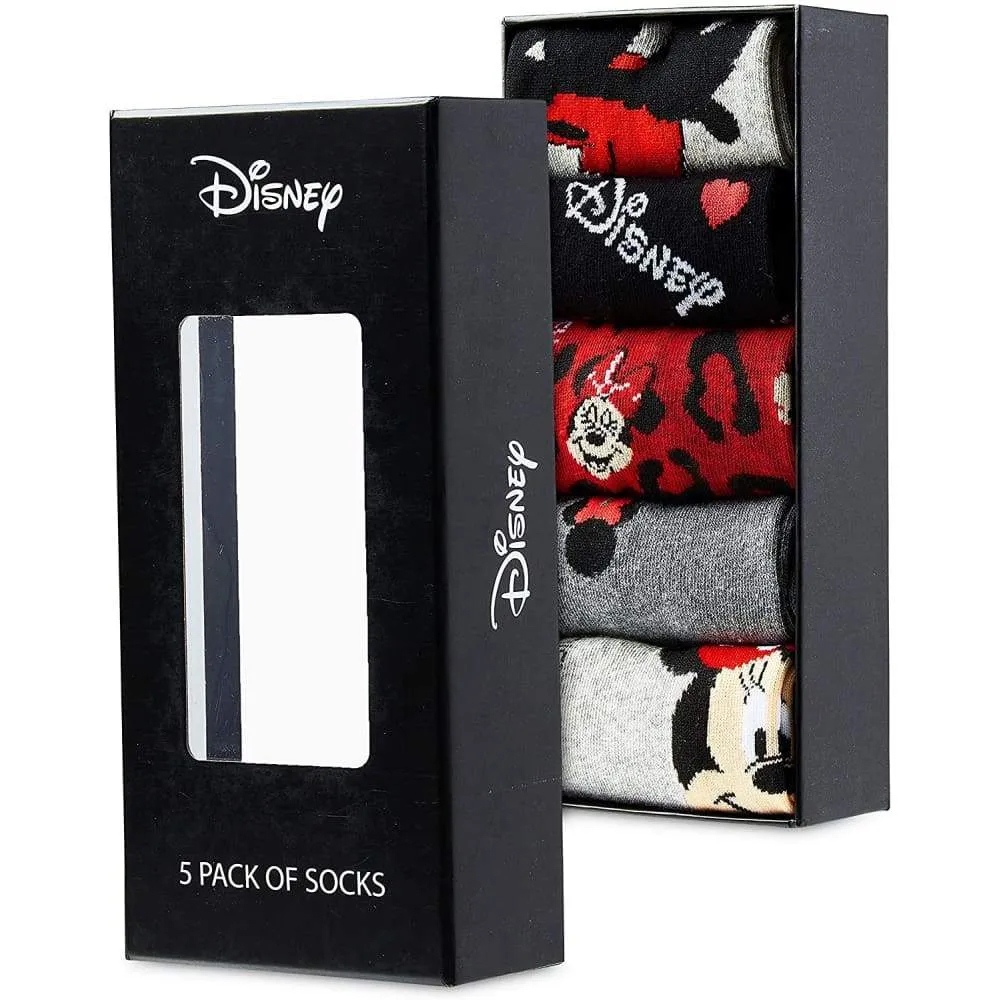 Disney Minnie Mouse And Mickey Mouse Socks Pack of 5 - Size 4-7 UK