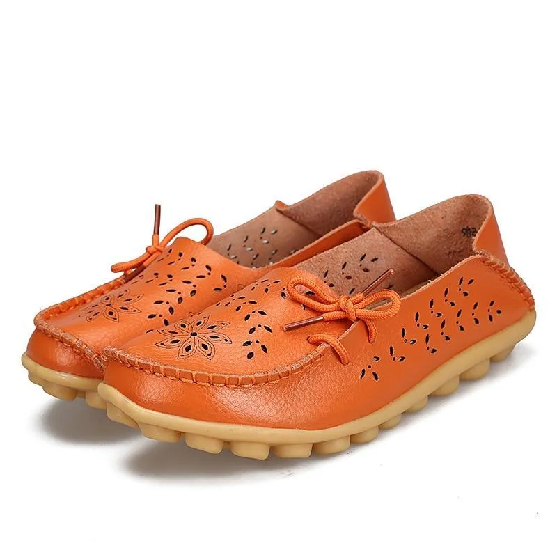 Genuine Leather Flat Shoes women Gommino Moccasin Loafers