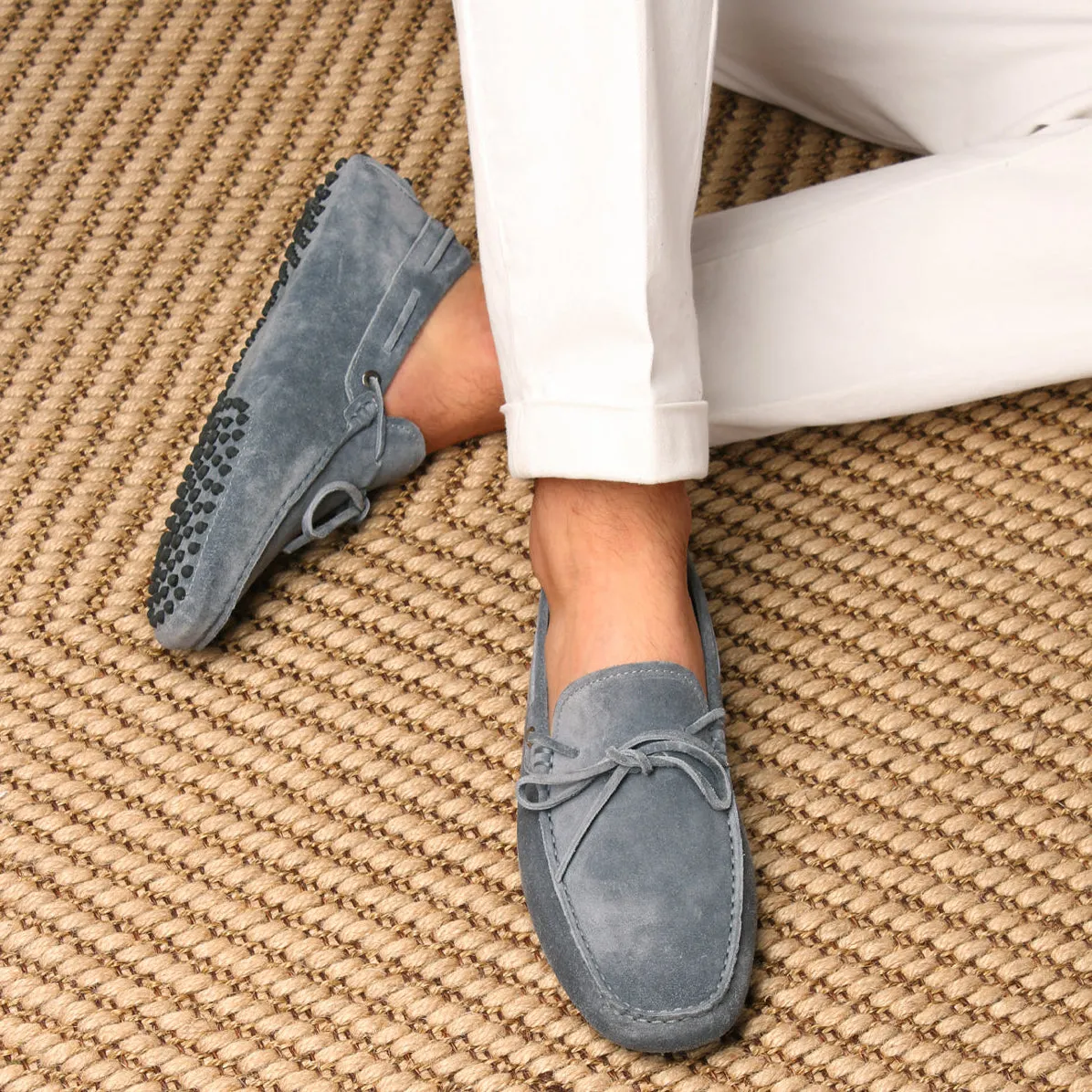 Light Blue Suede Ophelia Driving Loafers - AW24