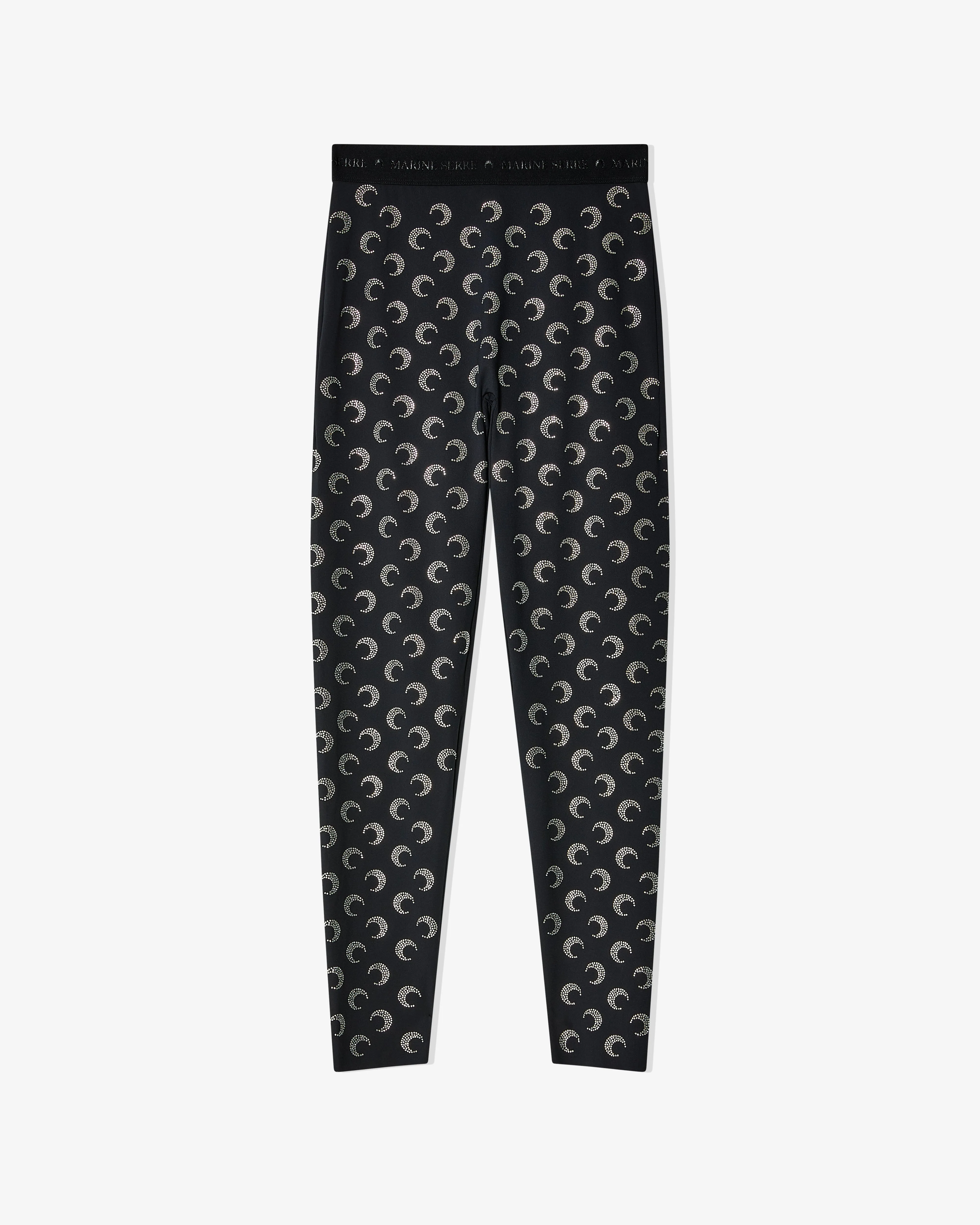 Marine Serre - Women's Moon Rhinestoned Jersey Stirrup Leggings - (Black)