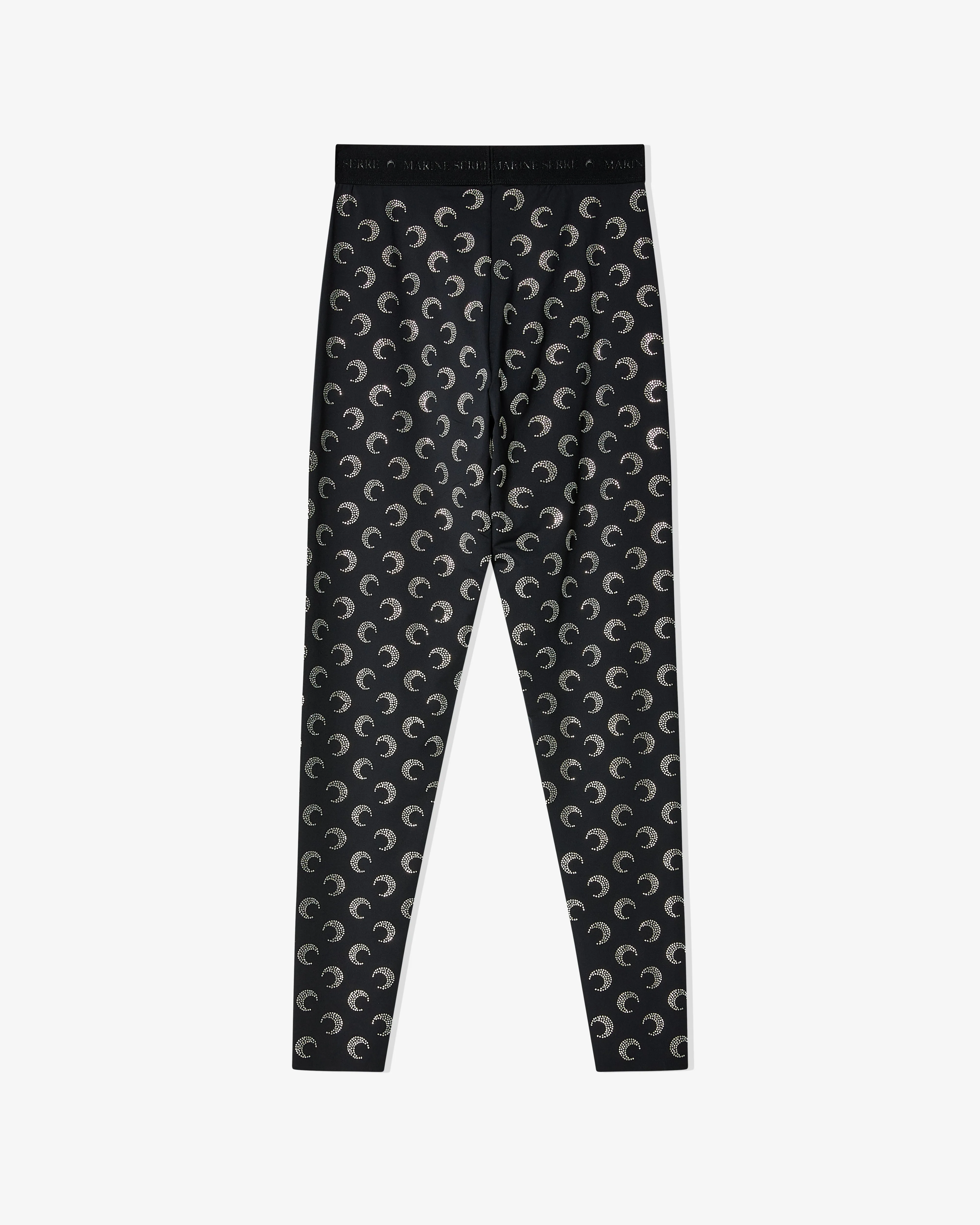 Marine Serre - Women's Moon Rhinestoned Jersey Stirrup Leggings - (Black)