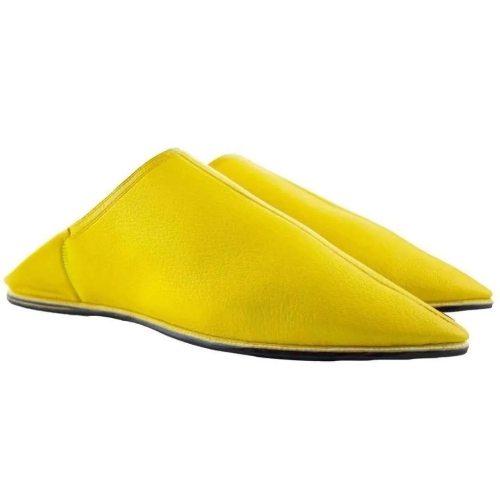 Men Leather Moroccan Slipper in Ziwani Yellow