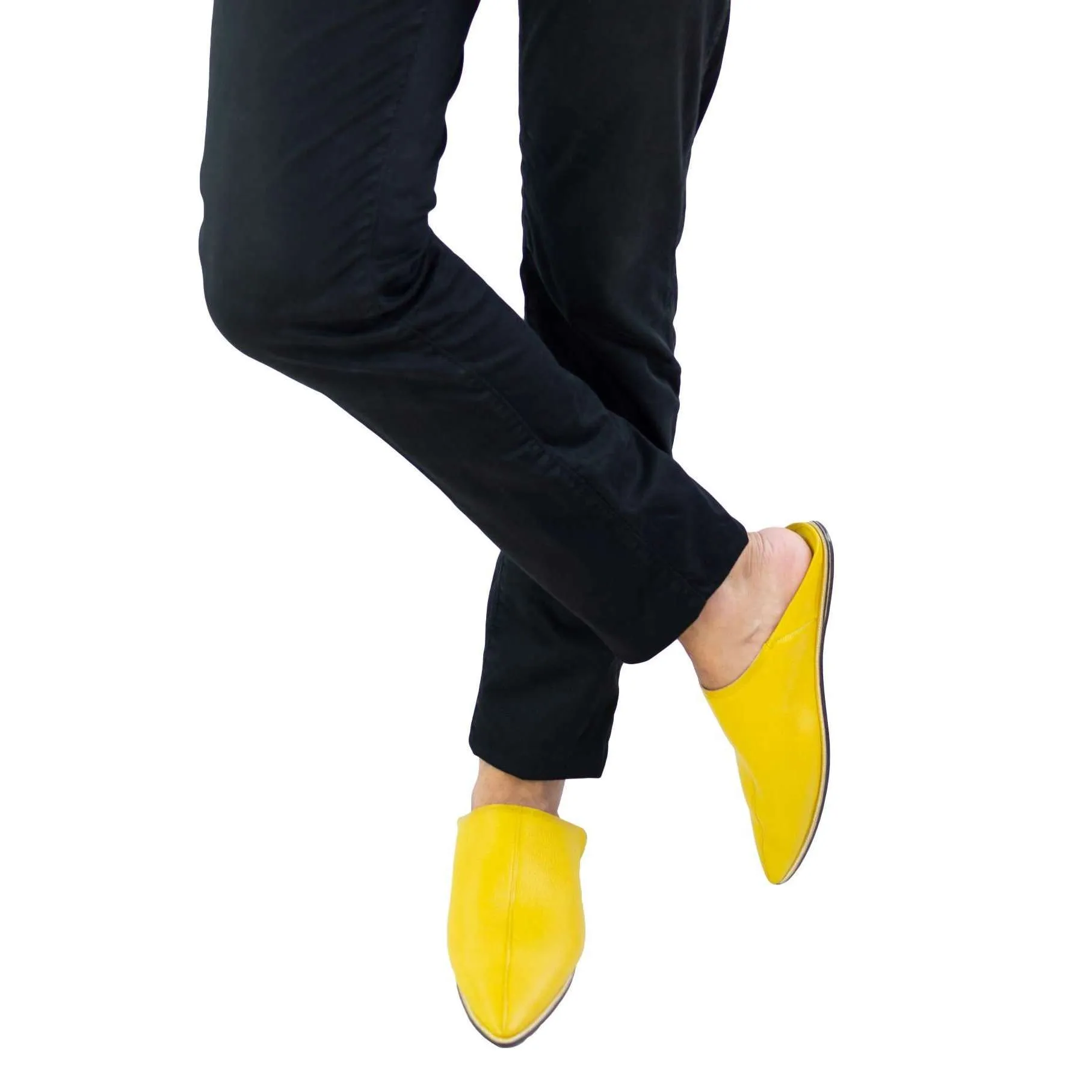 Men Leather Moroccan Slipper in Ziwani Yellow