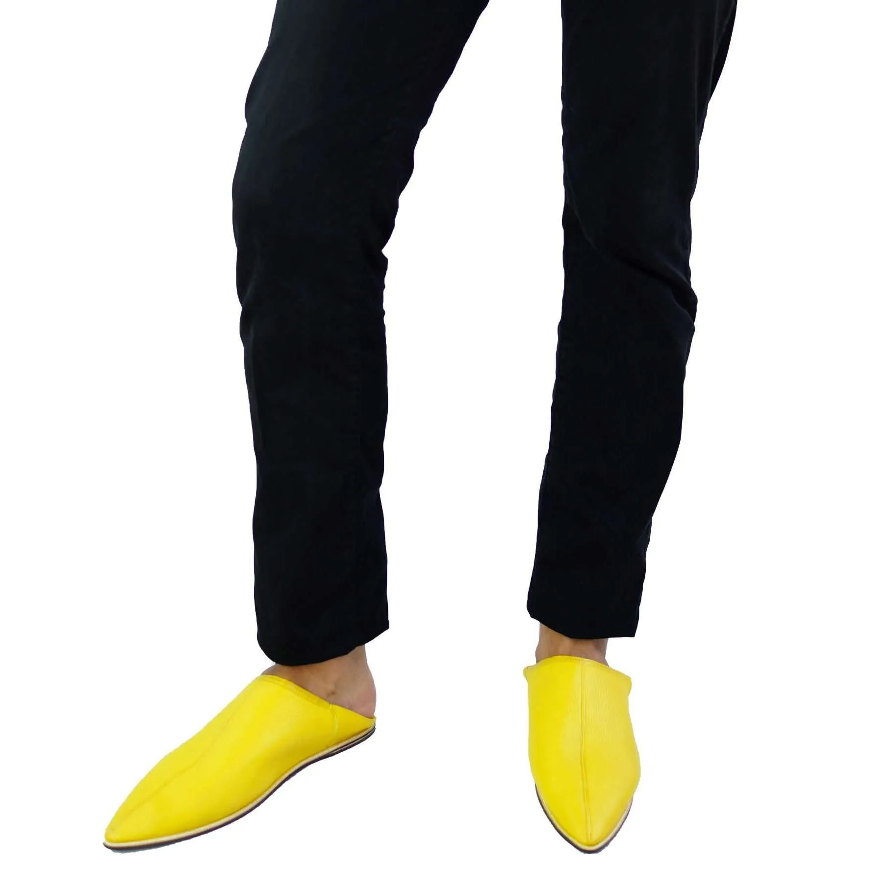 Men Leather Moroccan Slipper in Ziwani Yellow