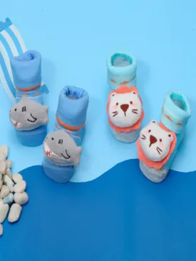 Ocean & Jungle Pals Lion and Shark Socks Set for Baby Boys