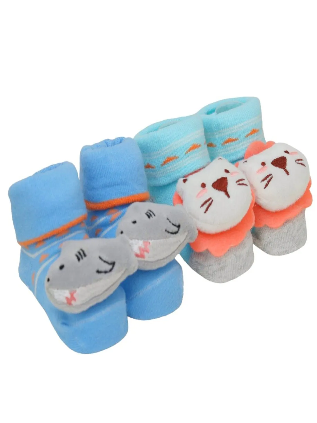 Ocean & Jungle Pals Lion and Shark Socks Set for Baby Boys