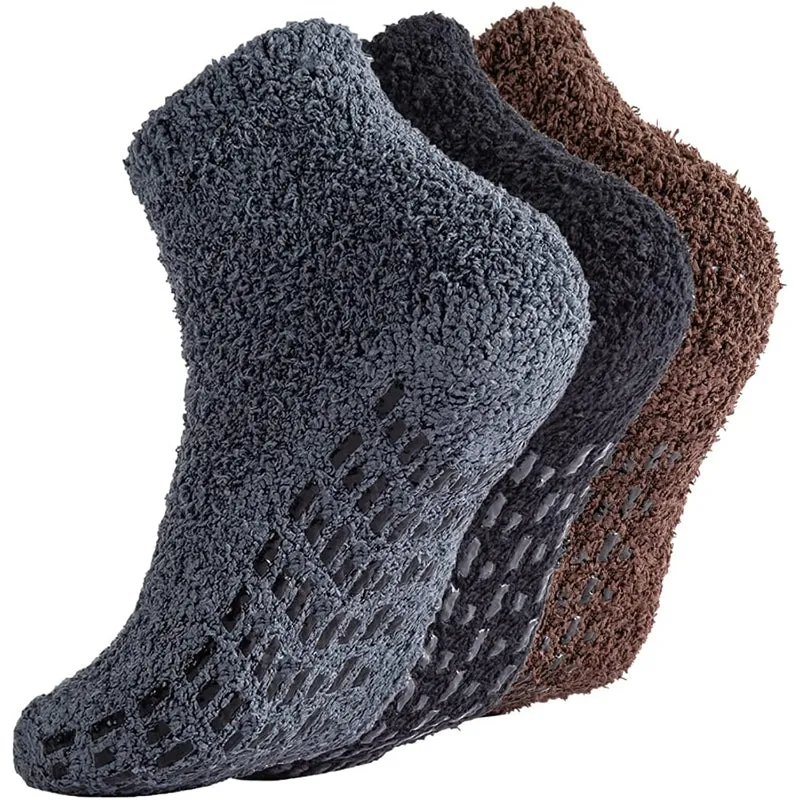 Pack Of 3 Non Slip Socks Hospital Socks with Grips for Women Grip Socks for Women Fluffy Socks with Grips for Women Slipper Socks