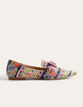 Printed Embellished Loafers-Carnation Bloom