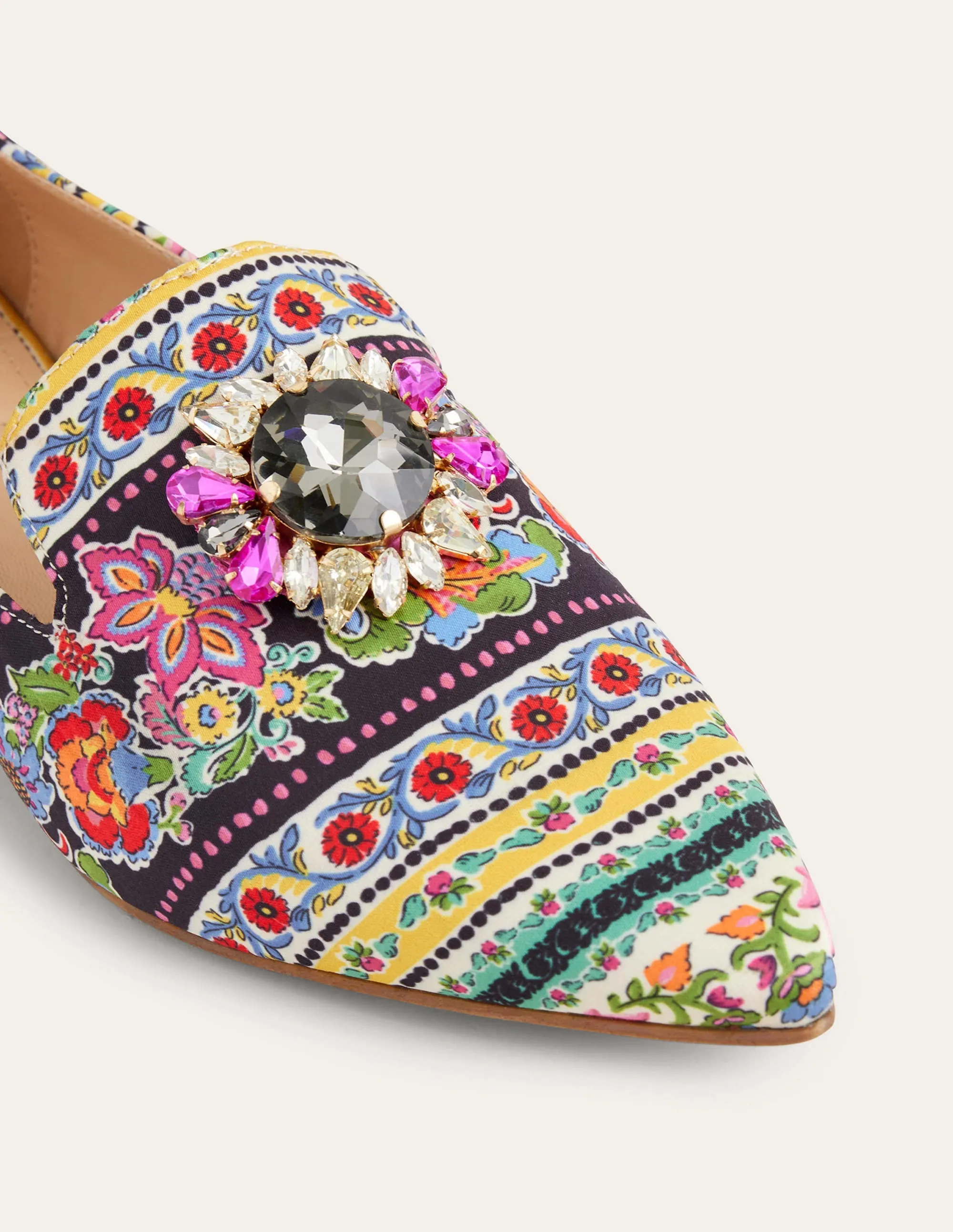 Printed Embellished Loafers-Carnation Bloom