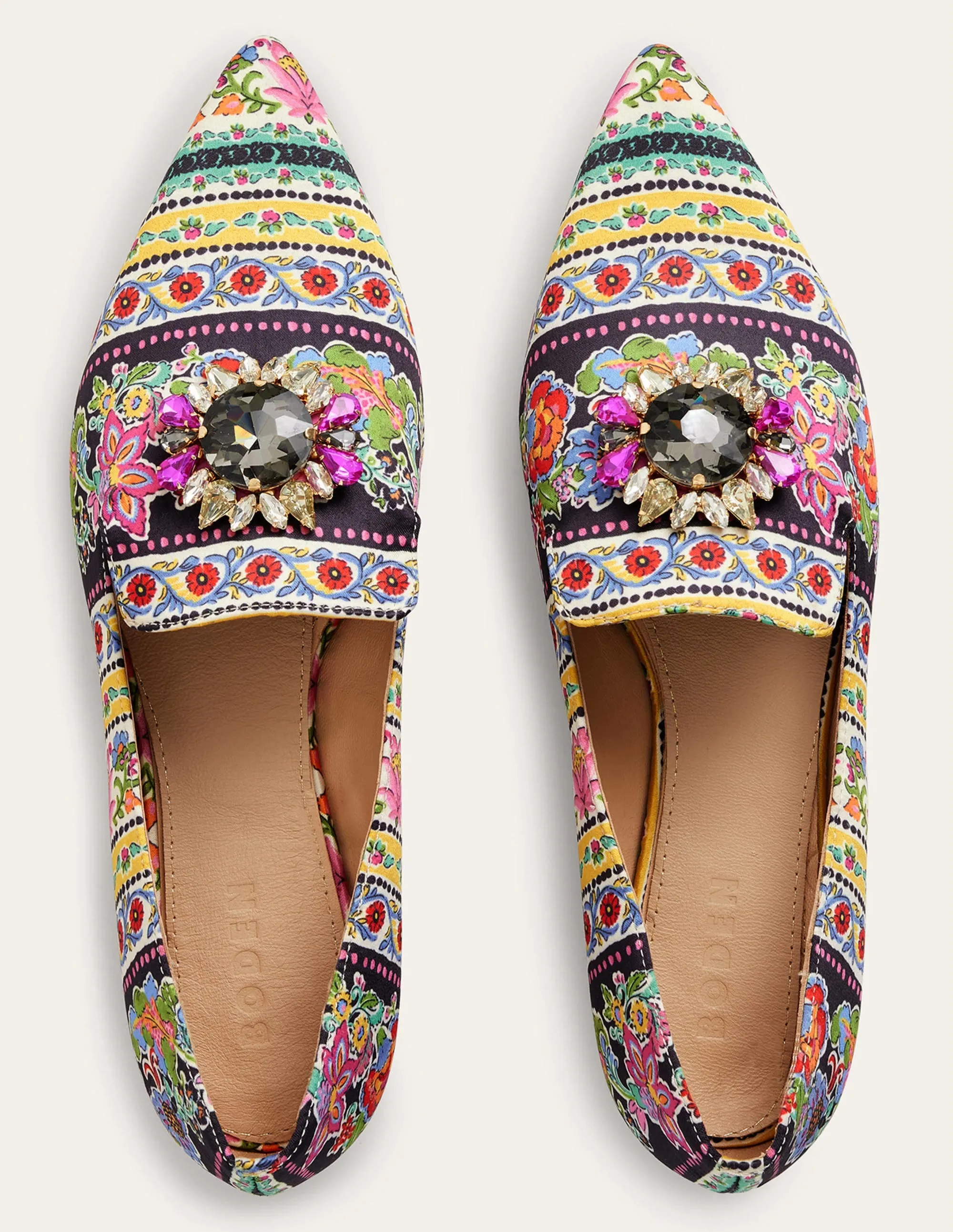 Printed Embellished Loafers-Carnation Bloom