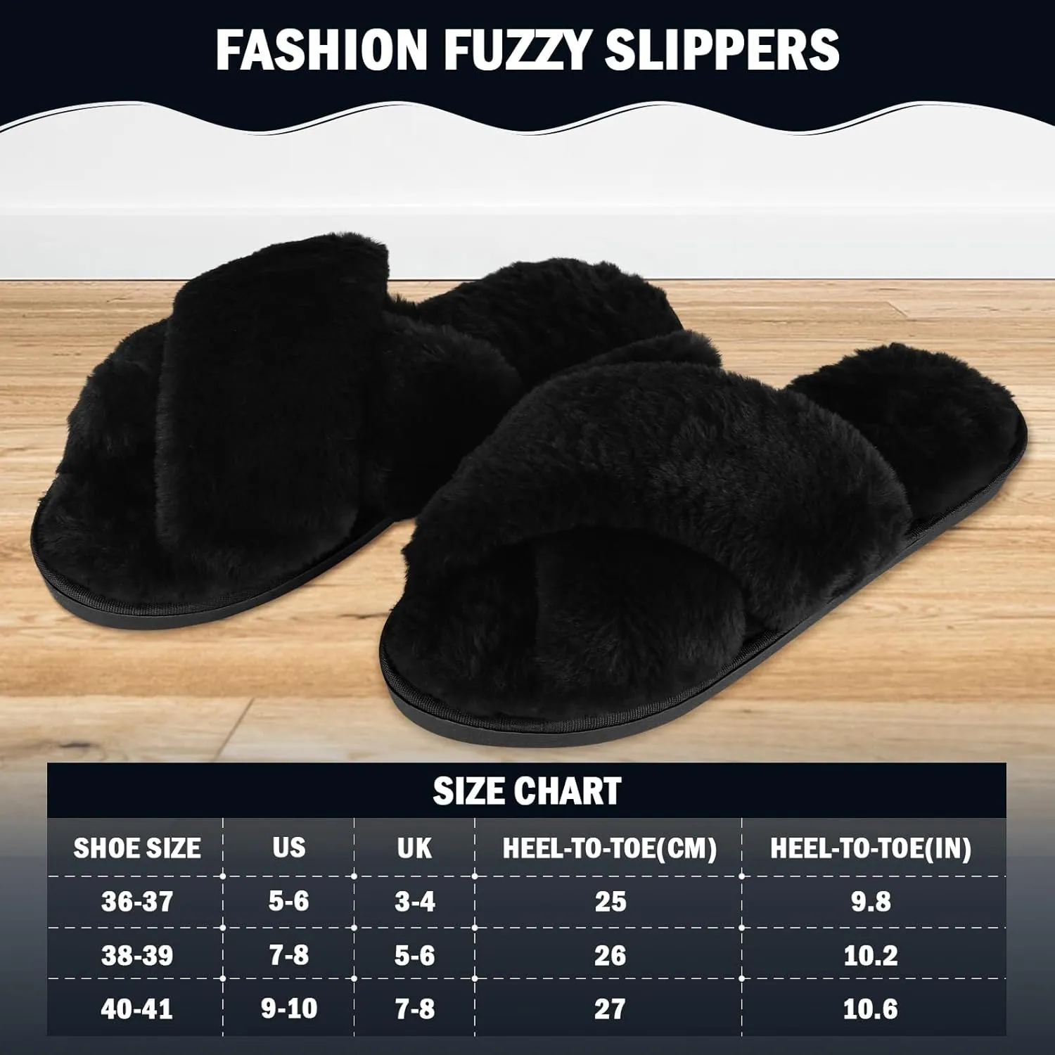 Slippers for Women,Women's Cross Band Slippers Fuzzy Soft House Slippers,Plush Memory Foam Shoes Cross Band Indoor Outdoor Open Toe Slipper