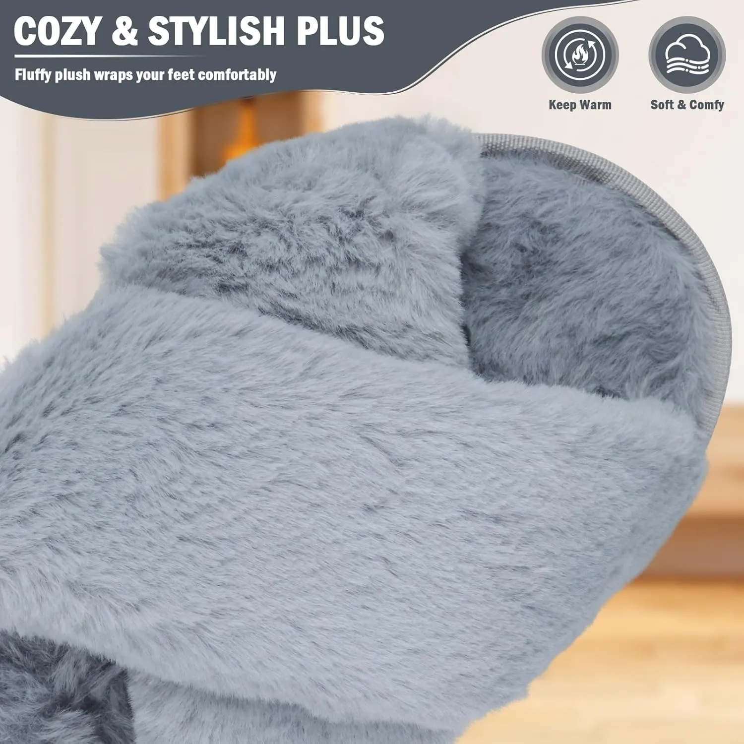Slippers for Women,Women's Cross Band Slippers Fuzzy Soft House Slippers,Plush Memory Foam Shoes Cross Band Indoor Outdoor Open Toe Slipper