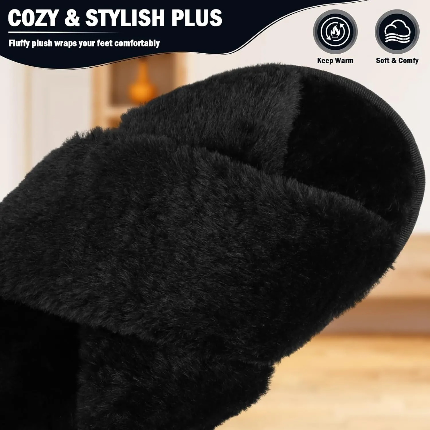 Slippers for Women,Women's Cross Band Slippers Fuzzy Soft House Slippers,Plush Memory Foam Shoes Cross Band Indoor Outdoor Open Toe Slipper
