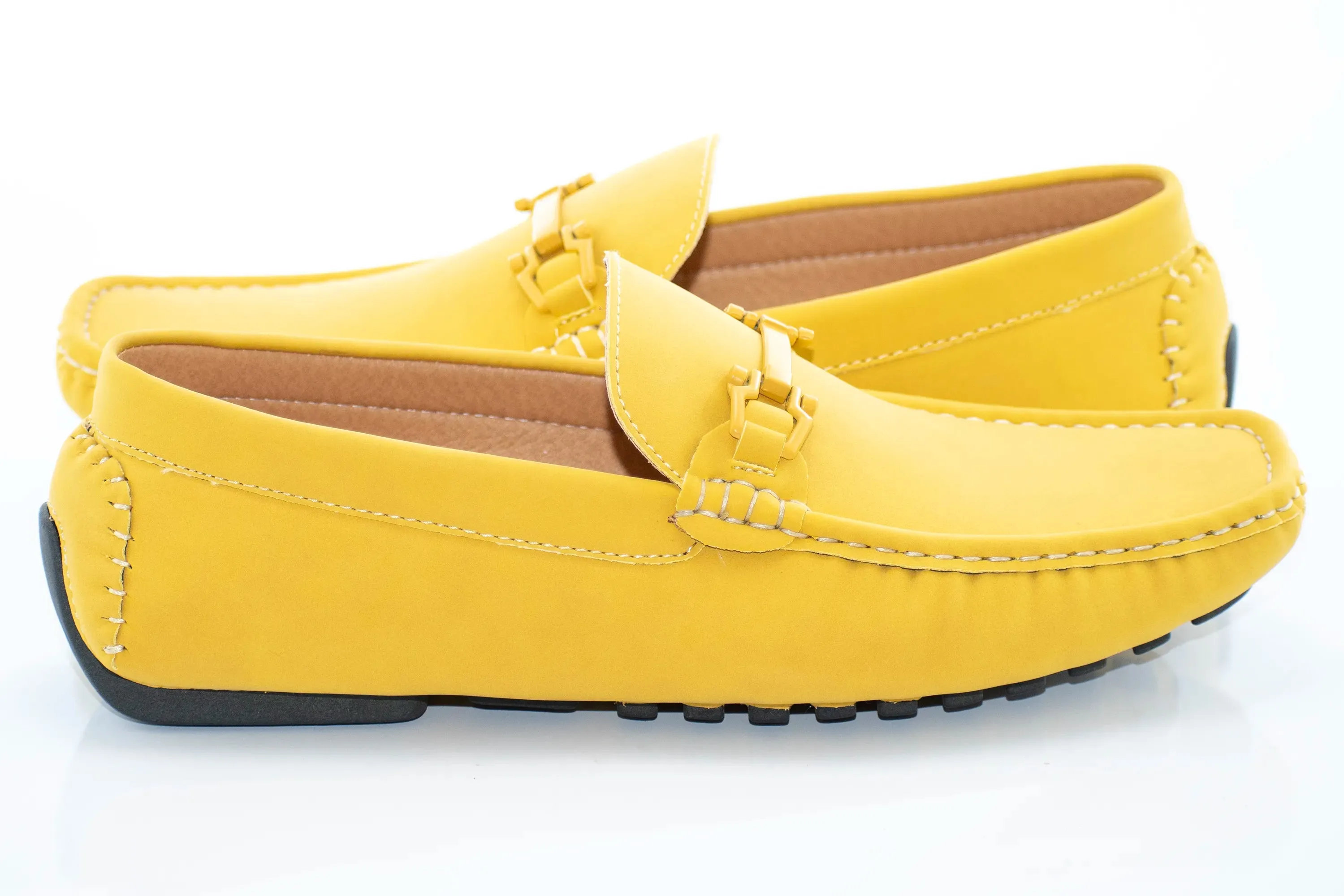Yellow Ultrasuede Driving Loafer with Matching Snaffle-Bit