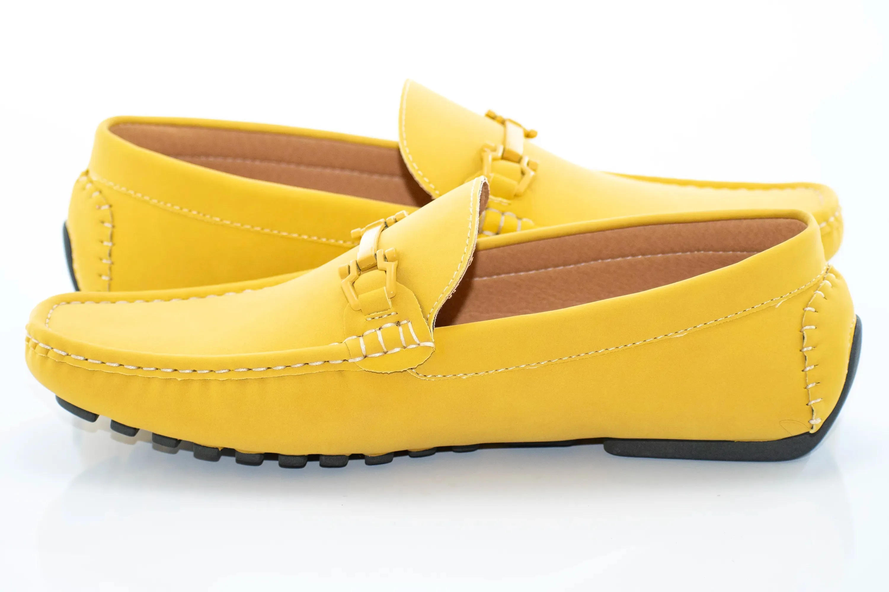 Yellow Ultrasuede Driving Loafer with Matching Snaffle-Bit